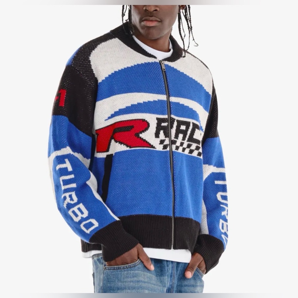 Racing Sweater - Blue and Black
